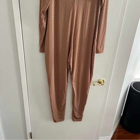 Skims x Swarovski Jelly Long Sleeve Catsuit Sienna Embellished Jumpsuit Nude 4X - Picture 12 of 13